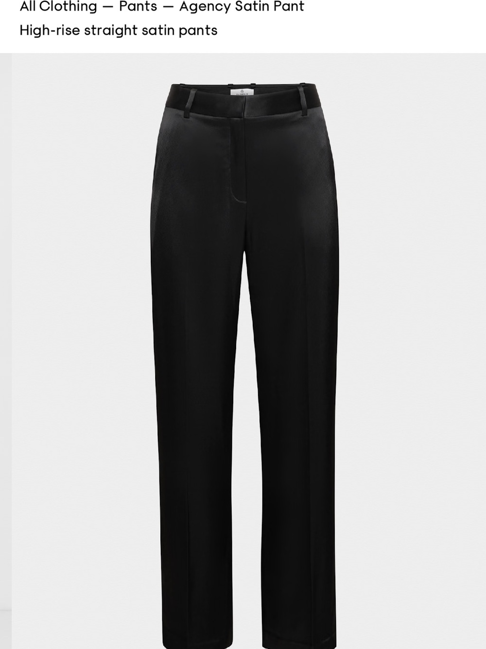 Aritzia Black High-Rise Straight Satin Pants